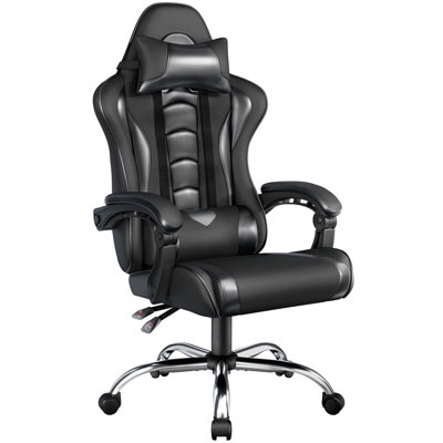 High Back Gaming Chair with Massage Lumbar Pillow