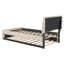 Lit plateforme tapissier simple avec lit gigogne Teddy-426374735