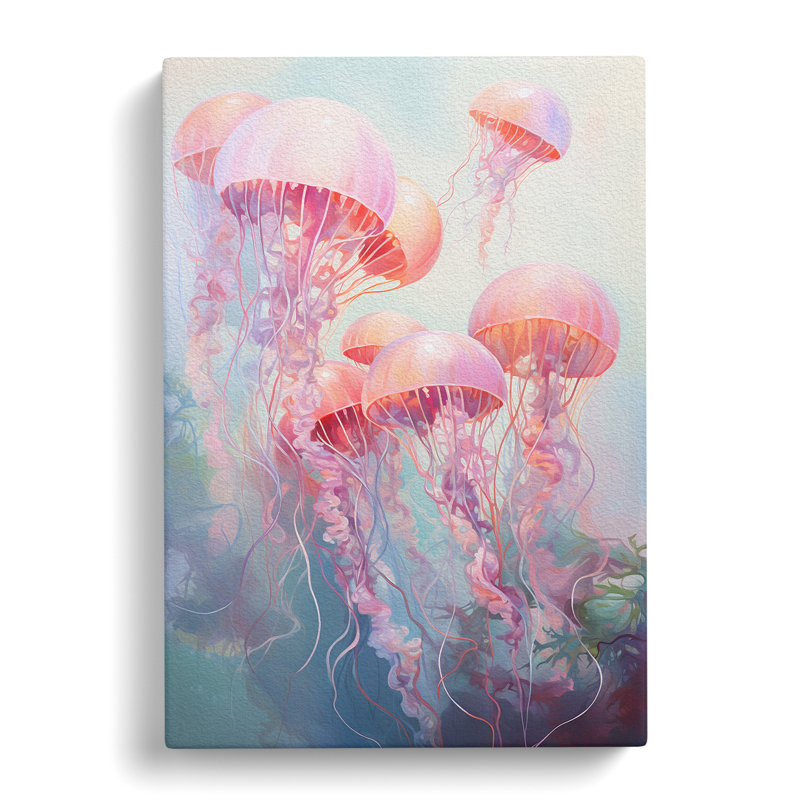 Jellyfish Bubble Gum Painting - Wrapped Canvas, 60cm H x 40cm W x 3cm D