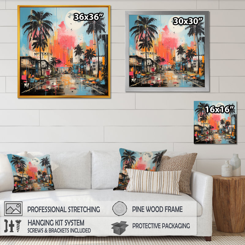 Popart Maui Beach Landscape 2 - fruits, art mural, Toile tendue, H 36 po x l 36 po
