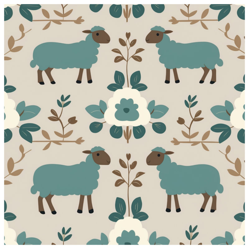 Sheep Floral Pattern Duvet Covers, King