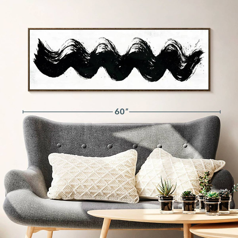 Vagues abstraites, Cadre flottant noyer, 49 po x 17 po