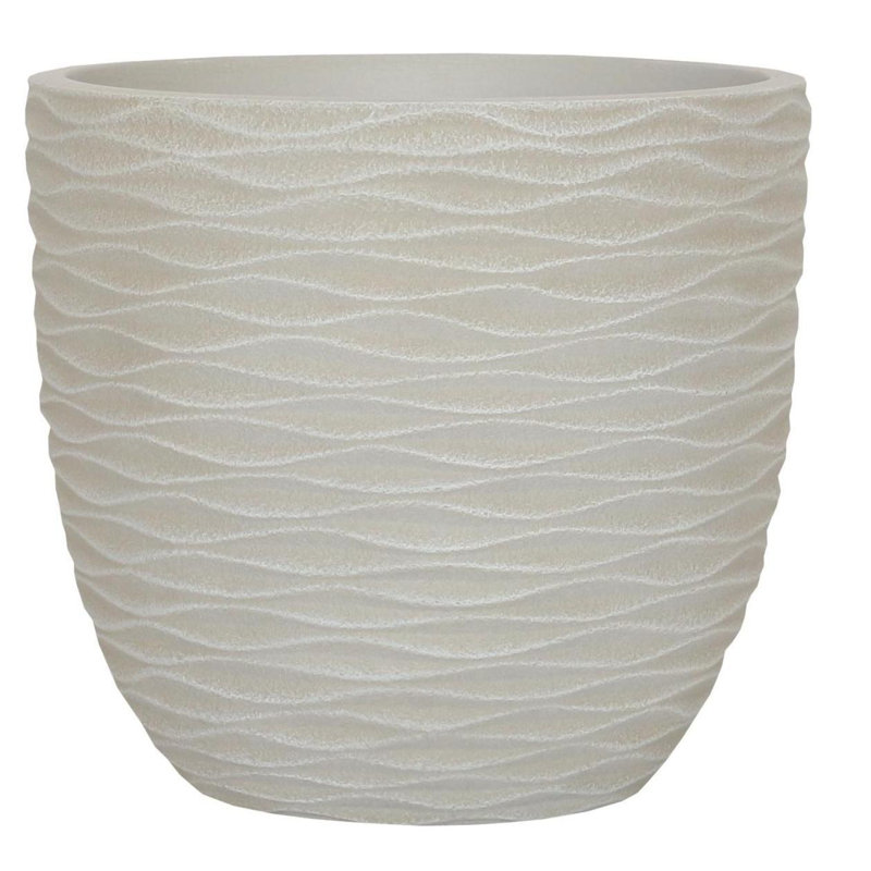 Egg Garden Reinforced Stone Round Planter, Outdoor Plant Pot, 33cm H x 35.5cm W x 35.5cm D, Beige