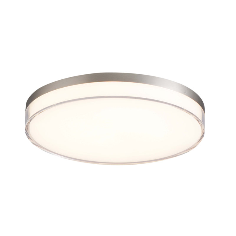 Bupal Acrylic LED Flush Mount, Brushed Nickel, 1.5" H x 11" W x 11" D