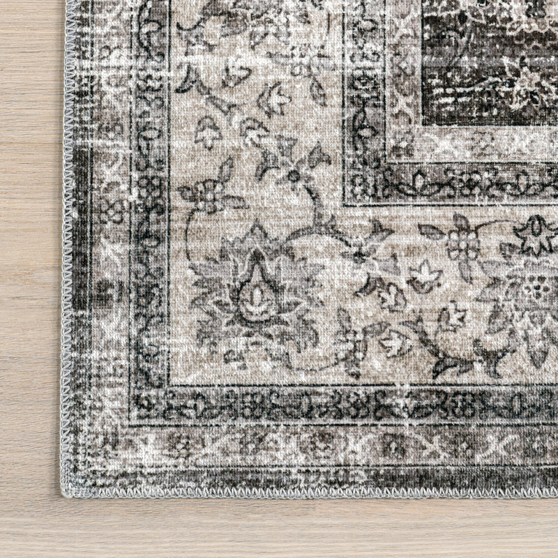 Tapis vintage lavable à la machine Guendi, Rectangle de 5 pi x 8 pi