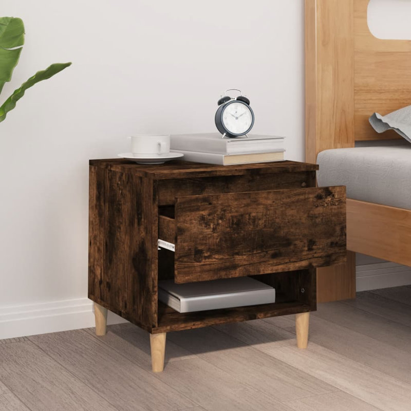 Ricarda 50 cm W Bedside Table, Smoked Oak