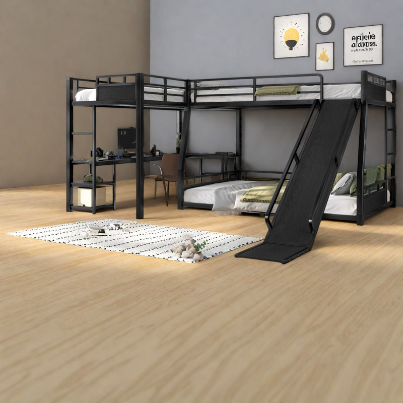 Lits multifonctionnels avec rangement, lit superposé moderne en MDF en métal pour la maison