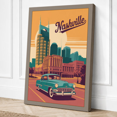 Postcard from Nashville Vintage 1 Piece Wrapped Canvas Wall Art
