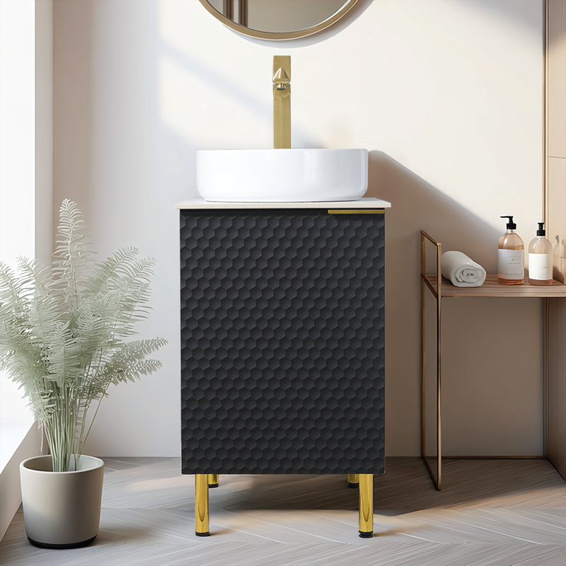18'' Black Modern Free-Standing Single Bathroom Vanity Set