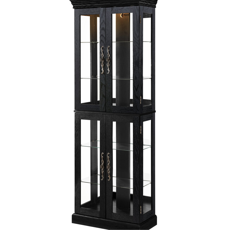 Élégante vitrine vitrée à six niveaux pour le salon, personnalisable avec éclairage intégré, avec charnière et poignée rétro