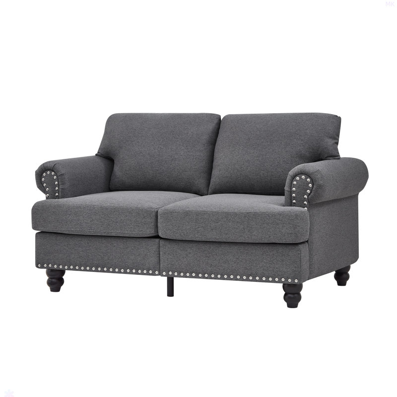 Canapé en tissu de polyester moderne rembourré, Gris