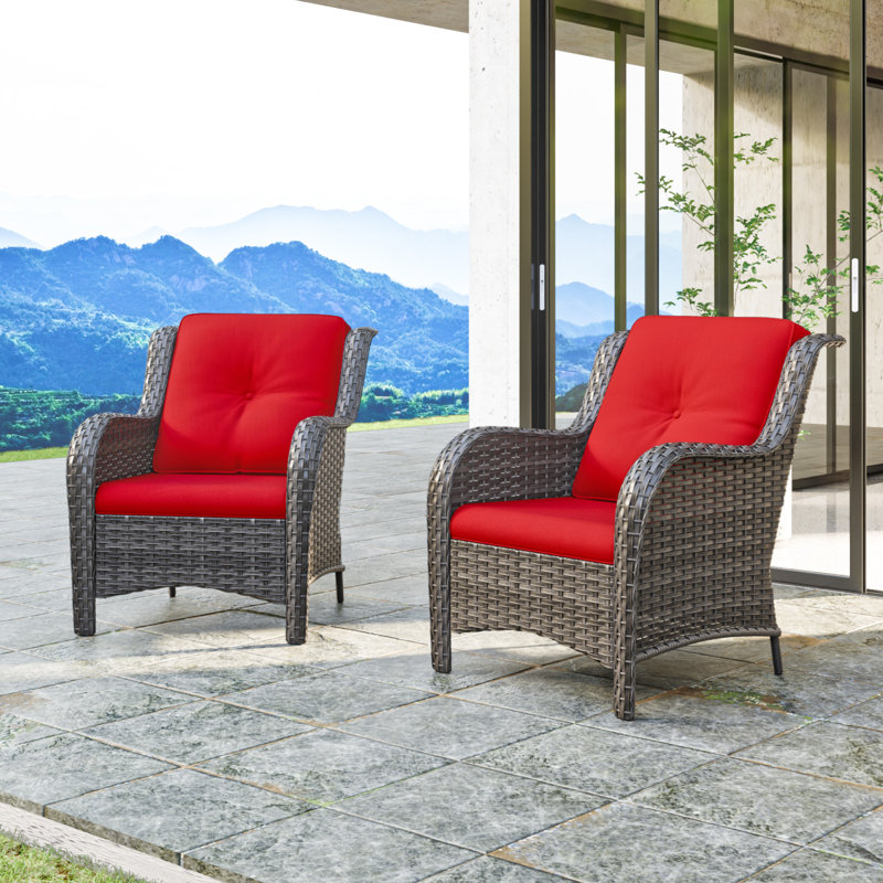 Ragne Wicker Outdoor Lounge Chair, Red