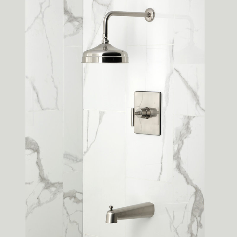 Kingston Brass Manhattan Single-Handle Pressure Balanced Tub And Shower Faucet, Brushed Nickel