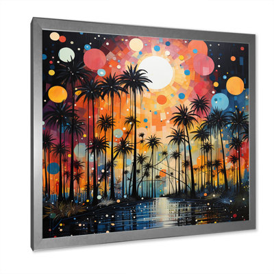 Palm Trees Colourful Pointillism I - Floral Wall Art Living Room