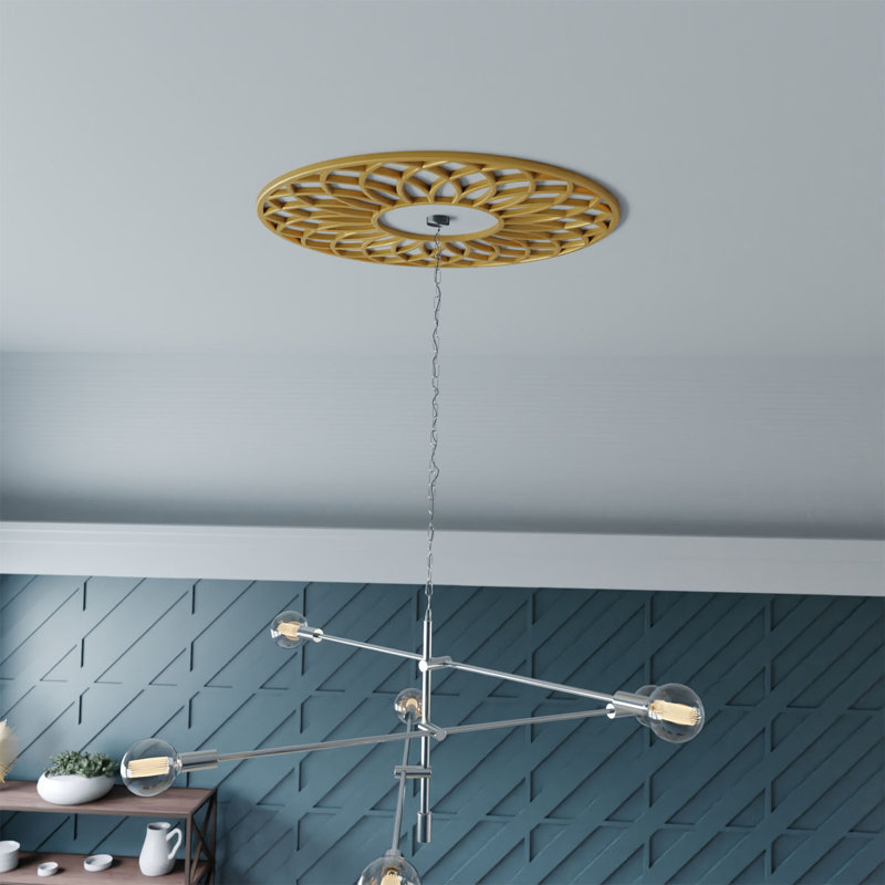 16"OD x 5 1/2"ID x 1/2"P Cannes Architectural Grade PVC Pierced Ceiling Medallion, Gold, 16" H x 16" W x 0.5" D, Gold