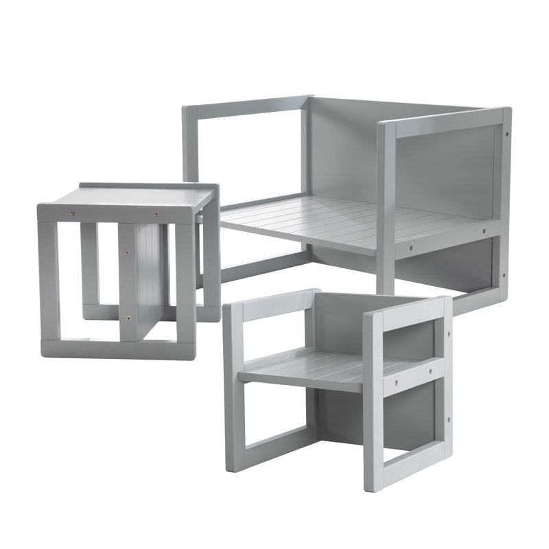 Kids 3 Piece Rectangular Play Table and Chair Set and Bench