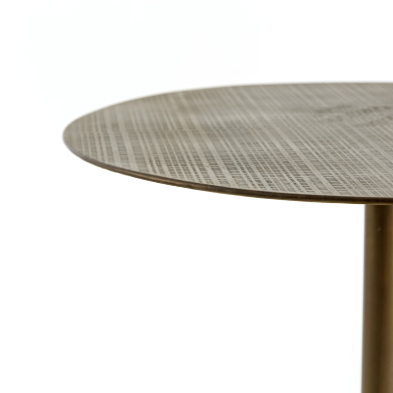 Fannin Round Dining Table, 41.5" H x 32" L x 32" W, Acid Etched Aged Brass
