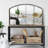 Industrial Arch Windowpane Wall Mirror, 41.3"x27.6", Black Metal Frame Decorative Mirror-1876746373