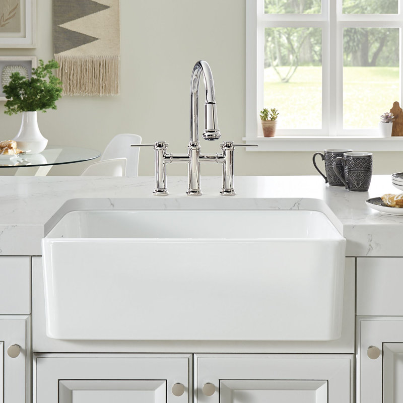 Cerana 30" Fireclay Single Bowl Apron-Front Farmhouse Sink - White, White