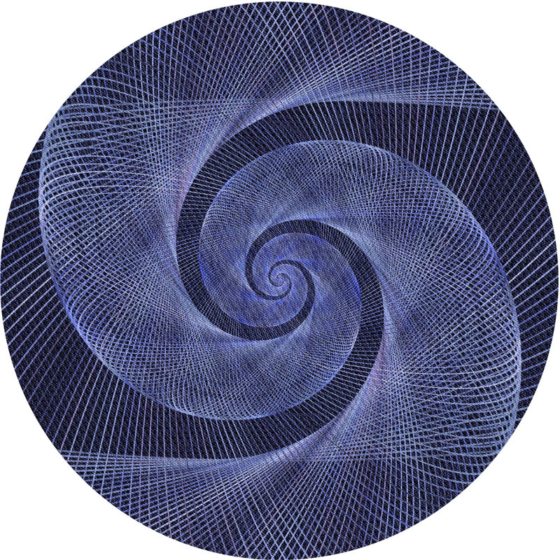 Tapis 100% à motifs lavables à la machine 2989PAT1639BLU, Rond 4 pi