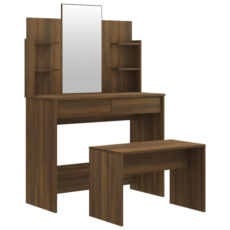 Sartell Dressing Table with Mirror, Brown Oak