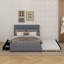 Grand size velvet upholstered platform bed with drawers and trundle-1380164689