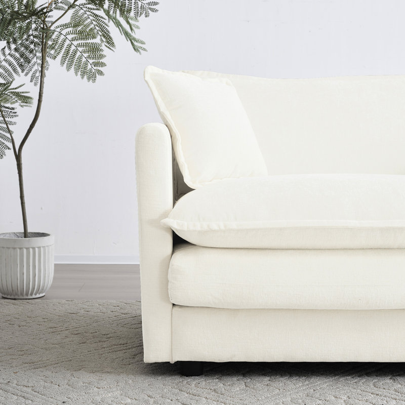Fauteuil Comfy en chenille blanche - siège simple pour la zone de rafraîchissement du salon