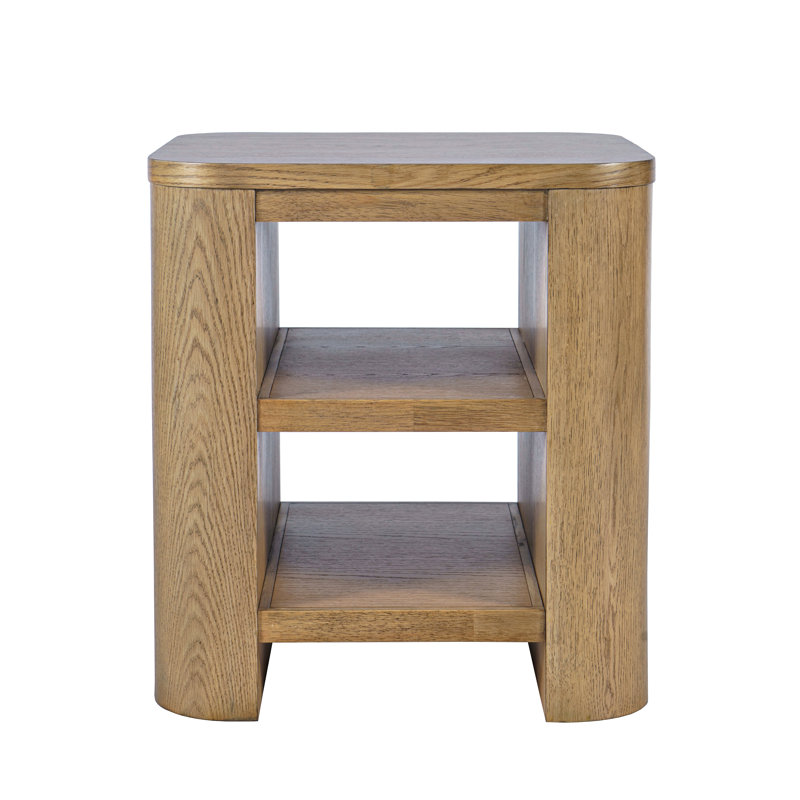 Table de bout Janzen avec rangement ouvert et coins arrondis - Chêne Cascade, Bois brun