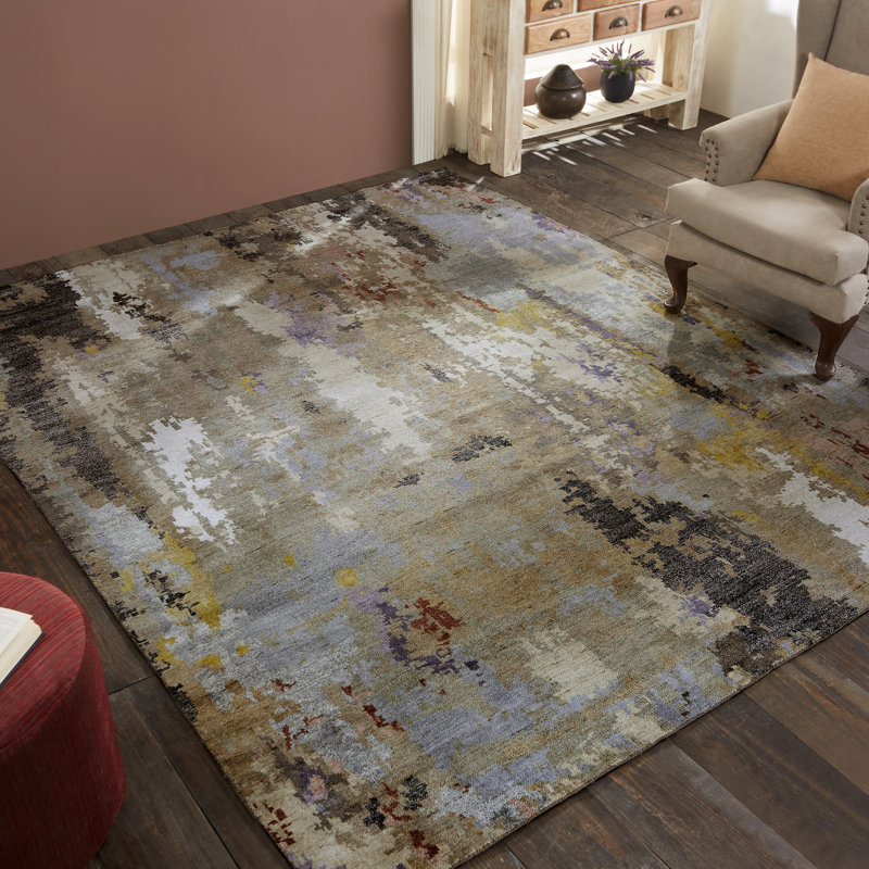 Tapis noué à la main Jaiden Dusk Horizon, Rectangulaire 8 pi x 10 pi