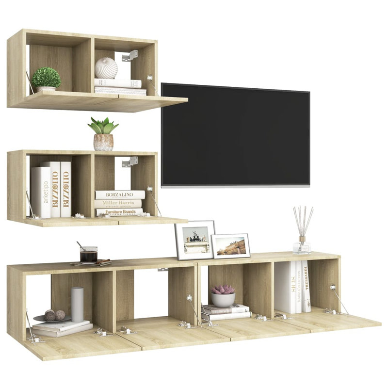 Azazel Unfinished Entertainment Centre for TVs up to 32", Sonoma Oak, 160cm