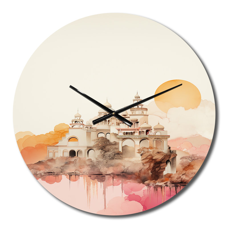Horloge murale ancienne en métal rose antique et antique IV, Petit
