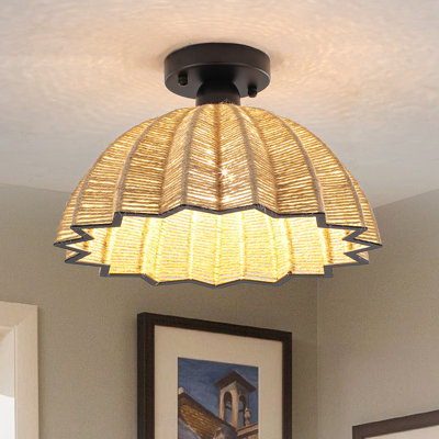 Plafonnier semi-encastré 1 lumière Boho Rattan