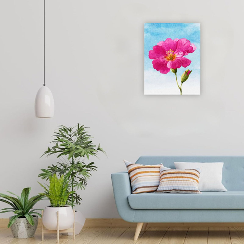 «Pink Botanical Flower», reproduction d'art sur toile 24 x 18 po