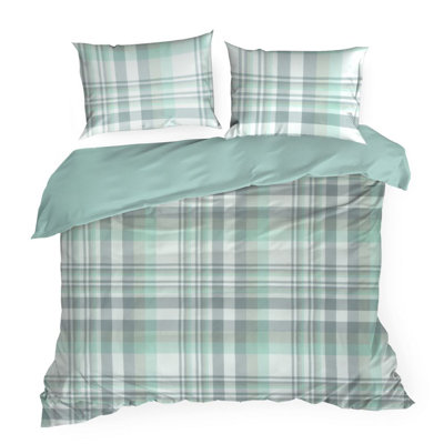 Cotton Plaid Duvet Cover Set with Pillowcases