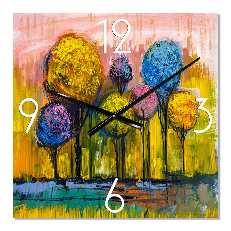 Paysage coloré impressionniste IV - horloge murale moderne, Petit