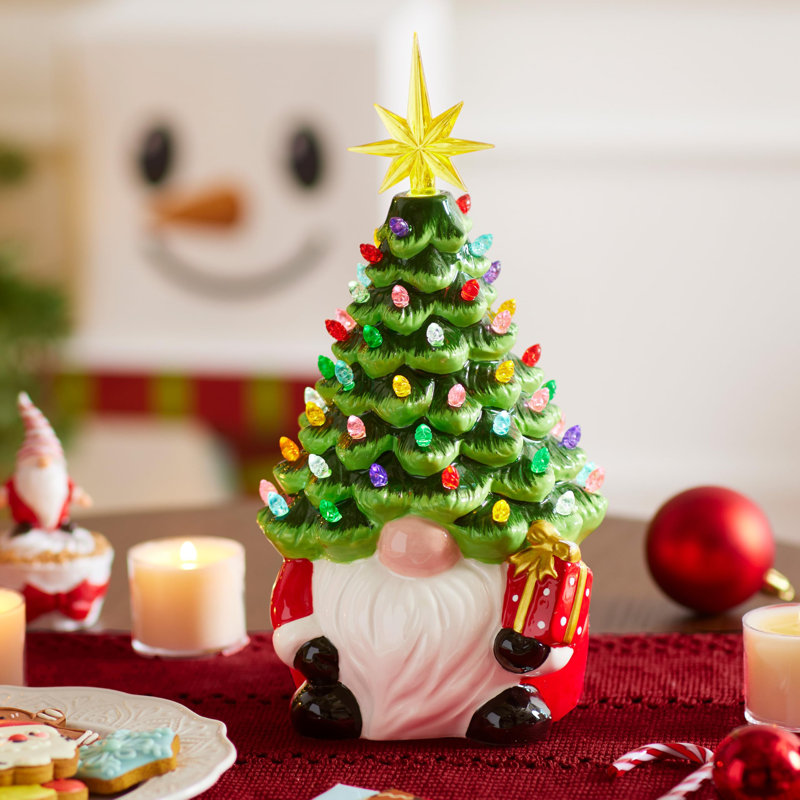 Arbre de Noël gnome 12 po, décoration de Noël de table avec 60 lumières DEL multicolores
