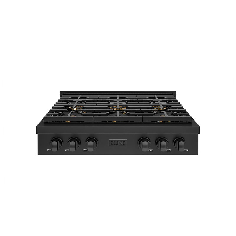 ZLINE 36 in. Paramount Gas Rangetop with 6 Burner DuoPro Cooktop in Satin Stainless Steel, Black Stainless Steel