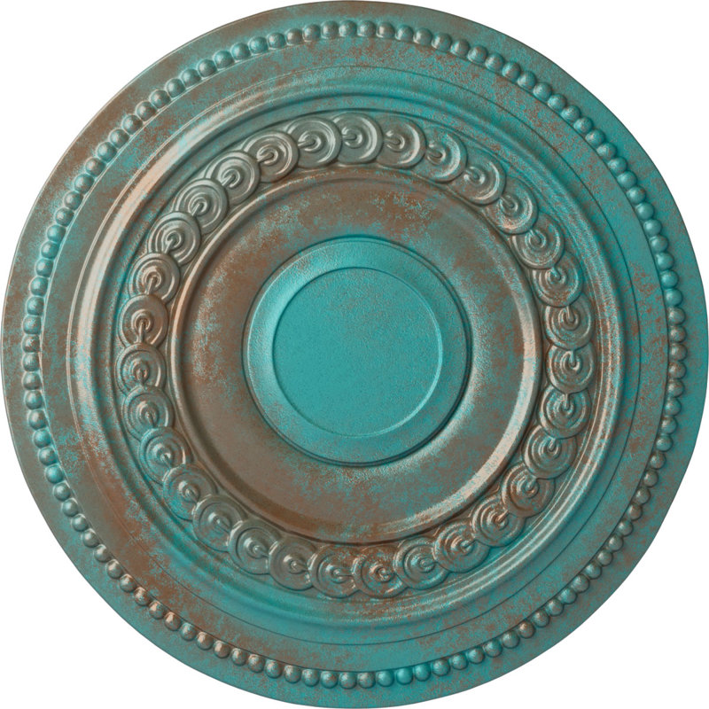 Médaillon de plafond 18 po x P 1 1/4 po Oldham (convient aux auvents jusqu'à 8 5/8 po), Cuivre patiné de vert