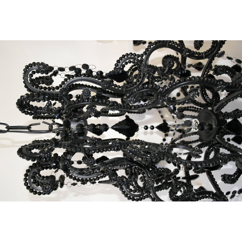 Lustre en cristal noir transitionnel 8 lumières