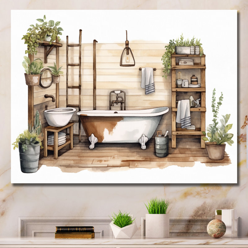 Décor de salle de bain naturel - impression, Toile tendue, H 12 po x l 20 po x P 1 po