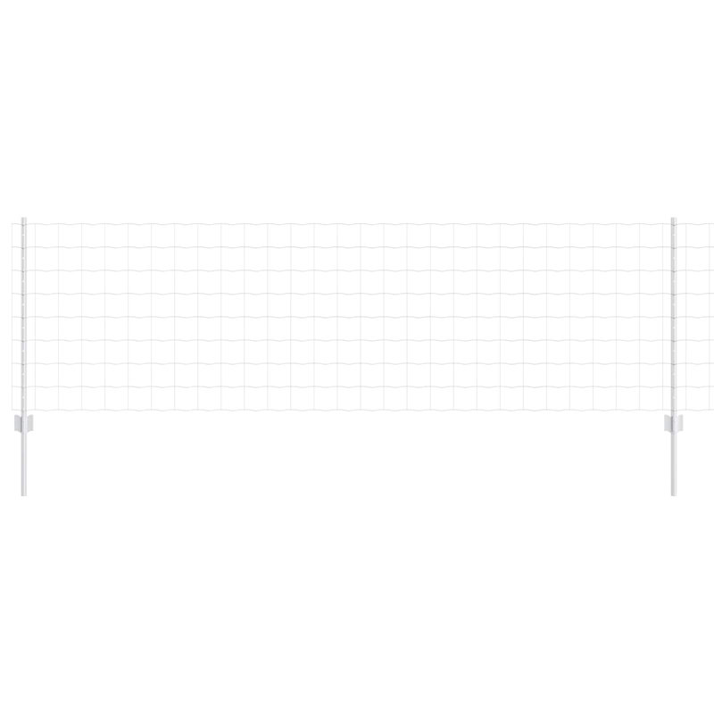 Vidaxl Fence With Posts Steel, Silver, 80cm H x 1000cm W x 2.7cm D