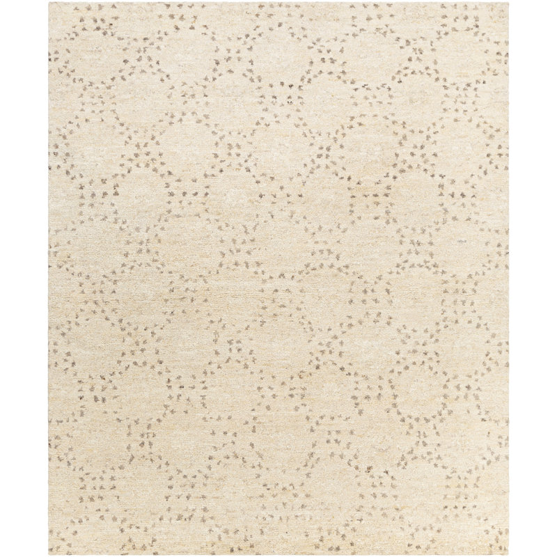 Tapis crème en laine noué à la main Riggan, Rectangle 2 pi x 3 pi
