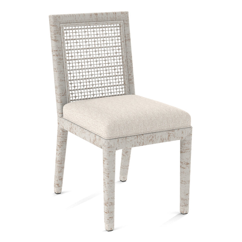 Pine Isle Side Chair, Antique Frost White, Snow Crypton Performance; 0884-91