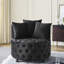 Fauteuil pivotant en velours noir avec boutons et roues mobiles pour le confort du salon revêtu de noir avec chambre capitonnée