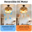 12 po Ventilateur de plafond noir moderne, 8 pales aspect bois ABS, douilles E12 à 4 lumières, télécommande, moteur à courant continu et tiges verticales