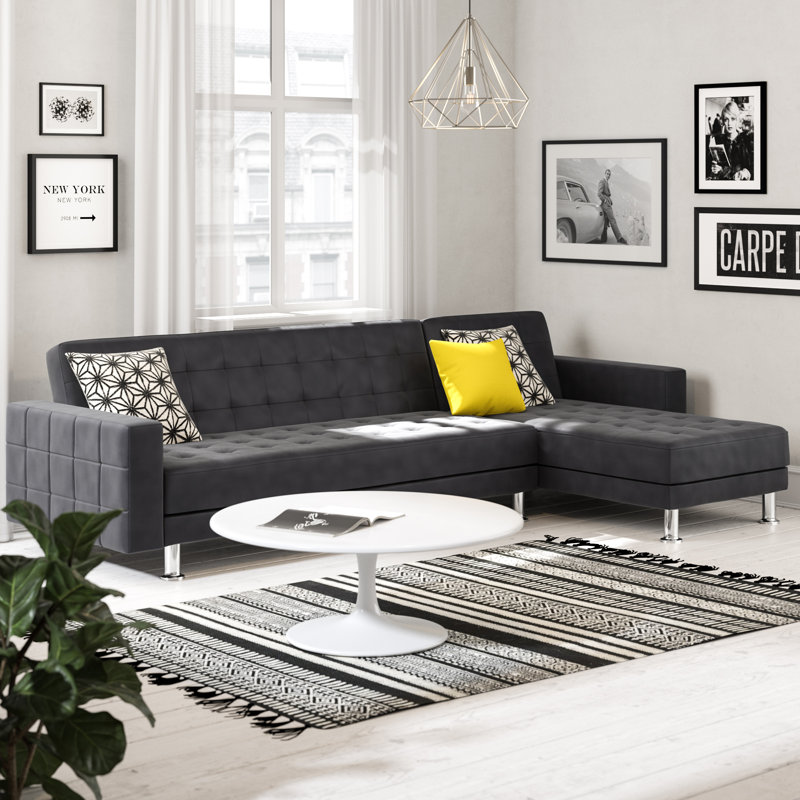 Hortence Corner Sofa, Brushed Microfibre Black
