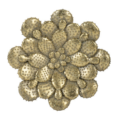 Succulent Wall Plaque, 10X1.6", Gold Shine, Resin & Metal, Contemporary Appeal 10X1.6" Art, Golden, With Home Office Decor