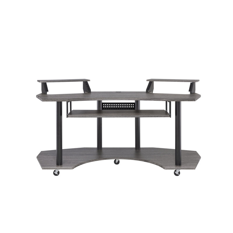 71" Desk Black Oak - Efficient Setup Computer Modern Music Workspace