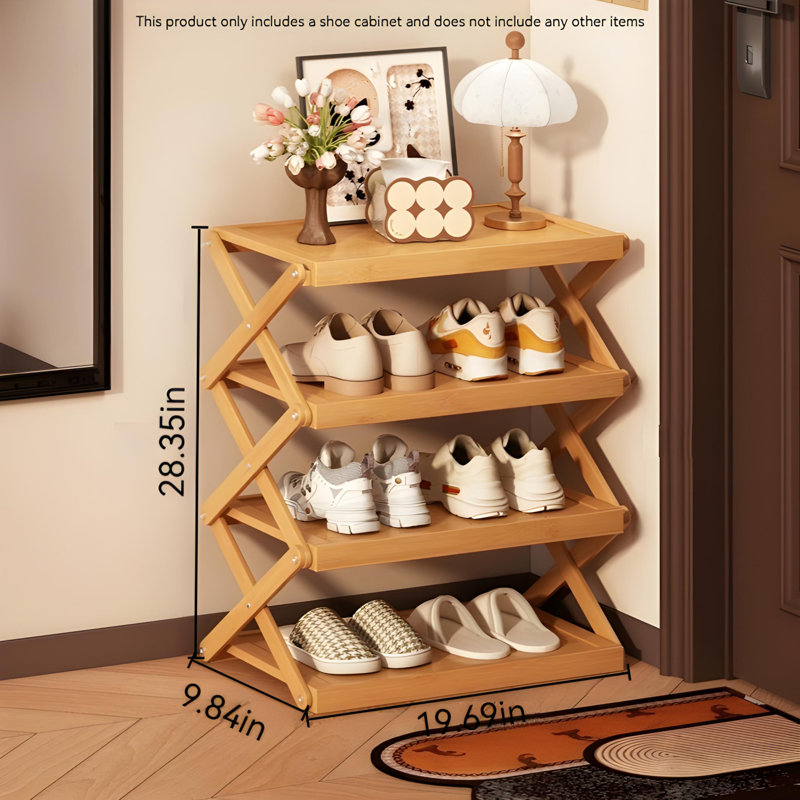 Foldable Under-Desk Shoe Rack - Chinese Retro Style Multi-Layer Space-Saving Storage Shelf, Easy Pull-Out Design
