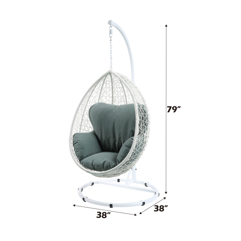 Chaise suspendue en tissu et osier Simona, Vert, Blanc